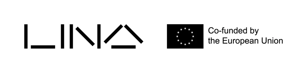 Black on white logo: LINA Co-funded by the European Union